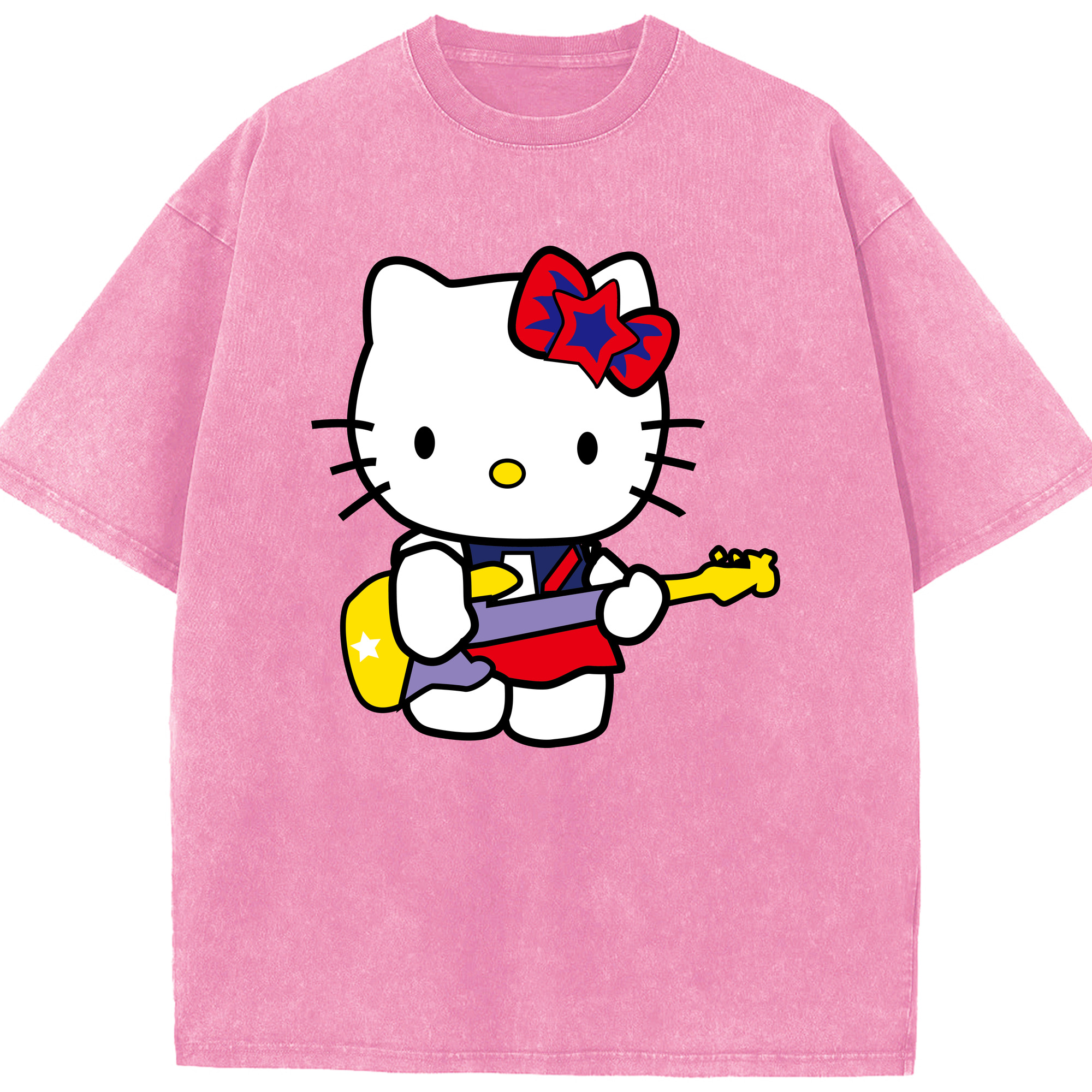 （画像用） Hello Kitty ハローキティ 綿100% ヴィンテージ風 半袖Tシャツ（フロントプリント）